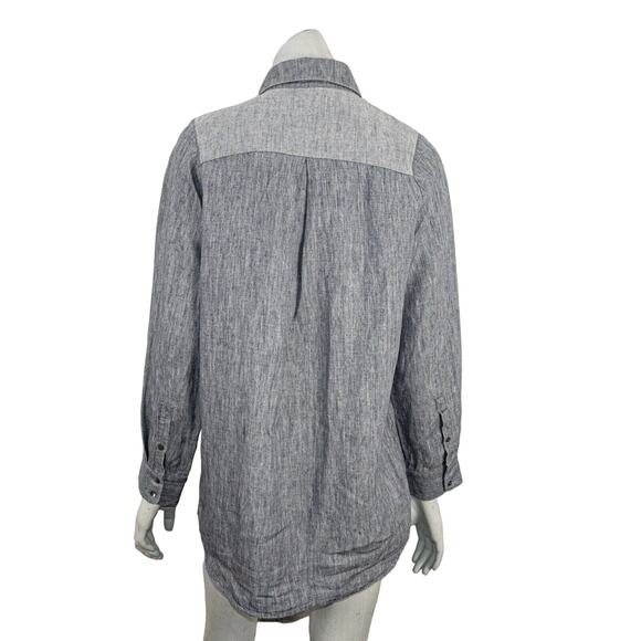 ATEA OCEANIE size 36 Chambray Button up Shirt in Gray bib front - Picture 3 of 8
